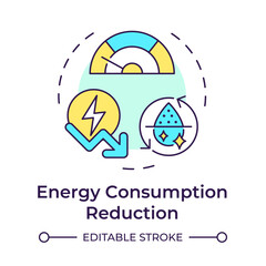 Reduce energy consumption multi color concept icon. Locally treated liquids usage. Benefit of water recycling. Round shape line illustration. Abstract idea. Graphic design. Easy to use in booklet