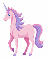 Watercolor Pink Unicorn Illustration - Enchanting Fairy Tale Vector Design.