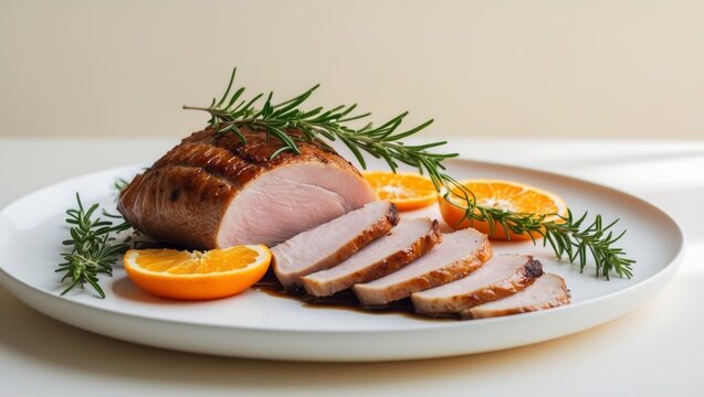 Roasted Duck Breast Slices with Orange and Rosemary
