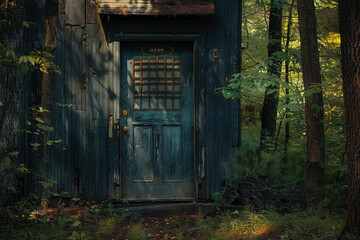 Fototapeta premium Fantastically door in wild forest leading to deep unknown