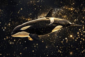 Fantastically beautiful majestic huge whale in deep ocean
