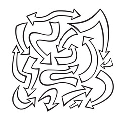 Various arrow direction sketch doodle handdrawn cartoon curve motion outline line