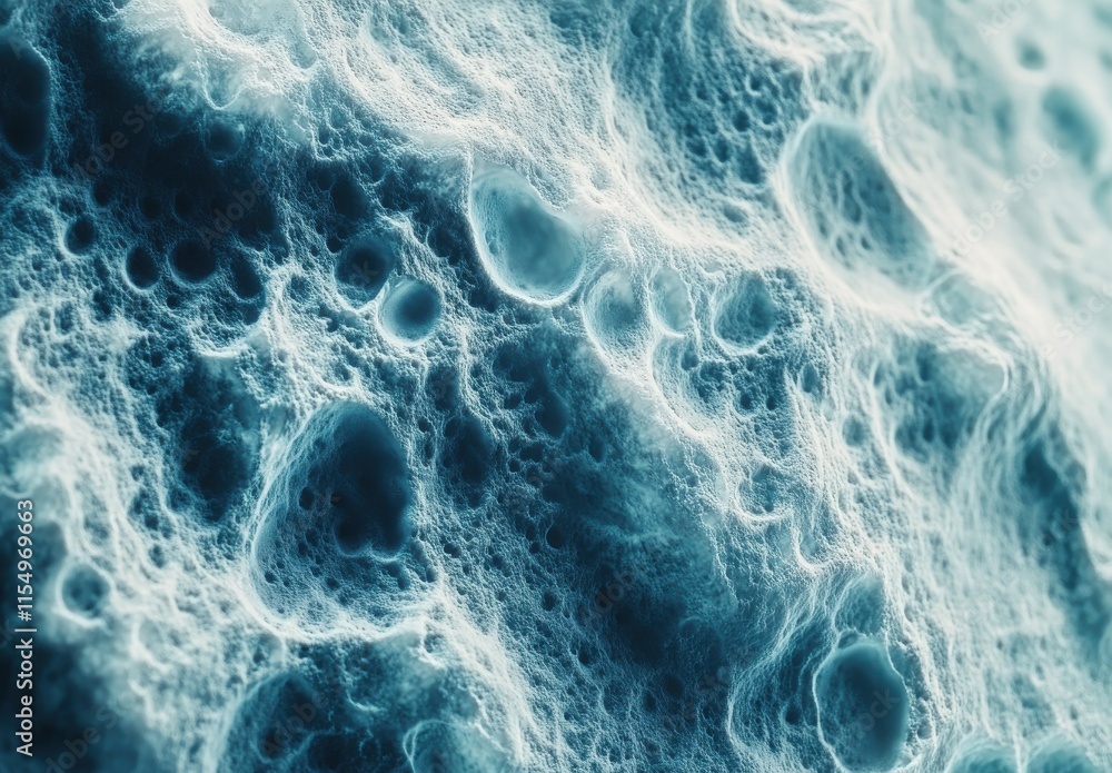 Aufkleber intricate close-up of abstract blue foam texture with bubbles and organic patterns illustrating uniq