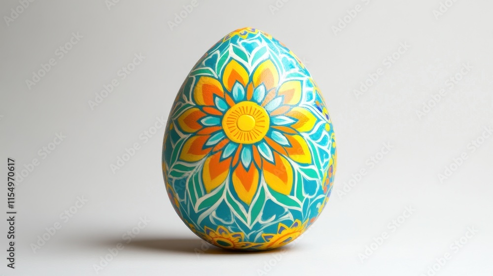 Aufkleber bright easter egg with detailed concentric patterns, centered on a spotless white backdrop for a con