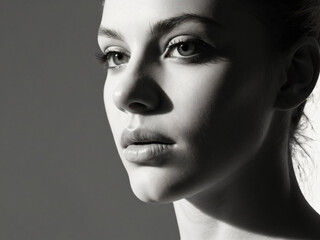 Fototapeta premium A monochrome, blurred portrait emphasizing light and texture.