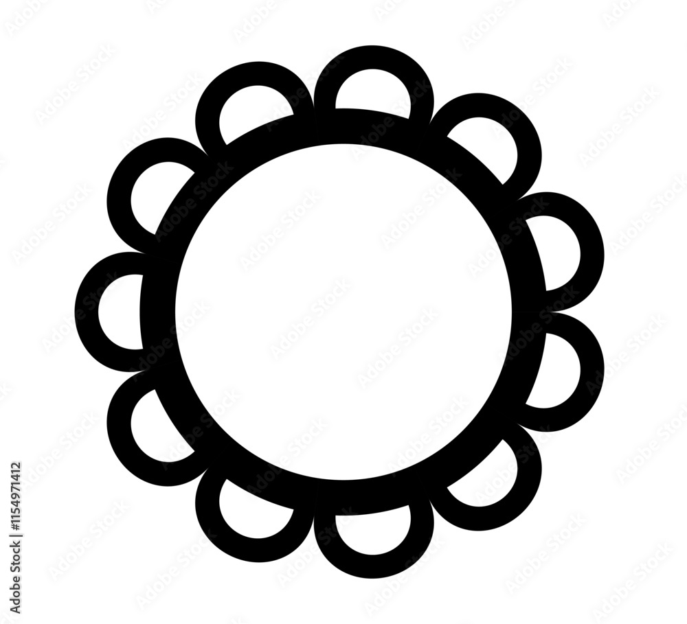 Aufkleber scalloped edge circle frame. simple round scalloped border. fabric lace pattern frame. repeat cute v