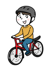 自転車に乗る男の子（肌色白）