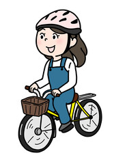 自転車に乗る女の子（カラー）