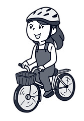 自転車に乗る女の子（1トーン）