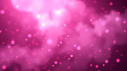 A mesmerizing abstract image of a deep pink background suffused with a soft, ethereal glow. Scattered throughout are varying sizes of shimmering pink circles