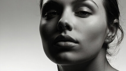 Fototapeta premium A monochrome, blurred portrait emphasizing light and texture.