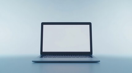 Laptop with isolated blank screen on white background render