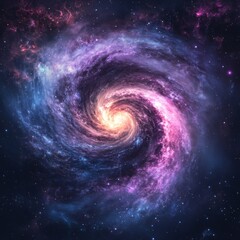 Spiral galaxy with vibrant colors and cosmic dust.