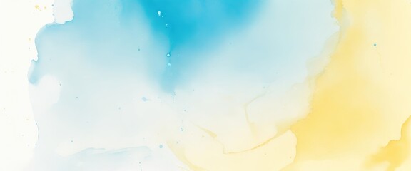 Obraz premium light Yellow blue watercolor wet wash splash background