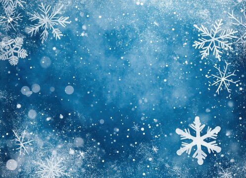 Magical Blue Winter Wonderland Background with Sparkling Snowflakes and a Dreamy Atmosphere for Seasonal Celebrations and Holiday Themed Designs