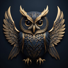 owl, black, yellow, sharp gaze, charming