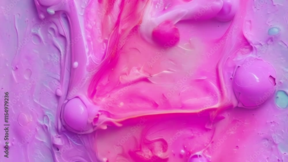 Fototapete An animation that resembles a melting texture in pink and purple, with undulating layers flowing and overlapping