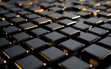 Fototapeta premium Abstract background of black and gold cubes. (1)