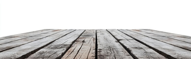 Perspective view of rustic weathered wooden planks.