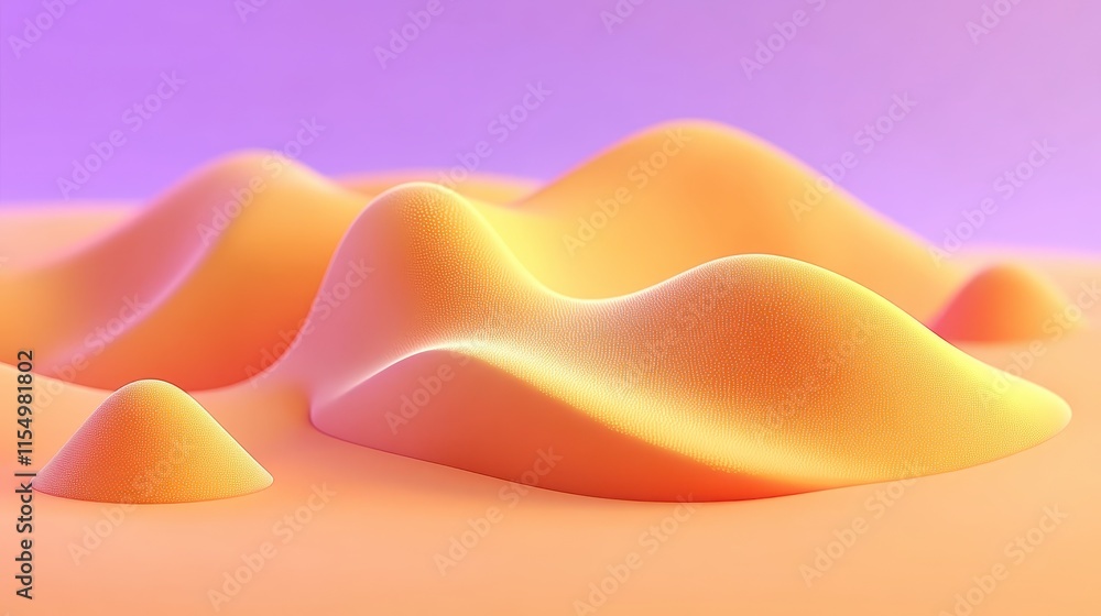 Poster a smooth landscape of soft, undulating hills in warm orange tones, creating a serene and abstract vi