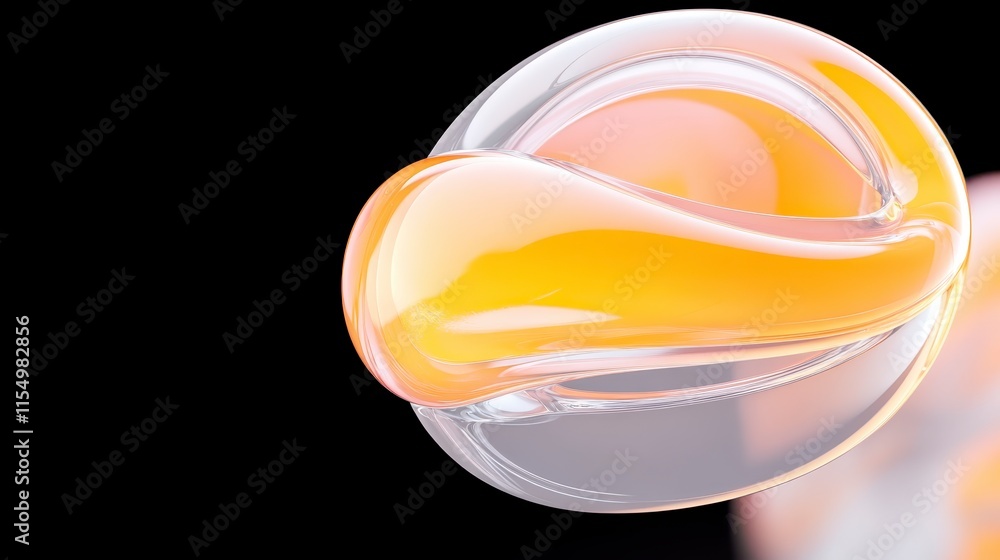 Poster a translucent bubble with an orange swirl, depicting fluid dynamics and modern design elements again