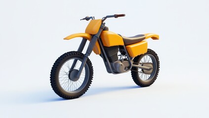 Obraz premium Yellow dirt bike on white background.