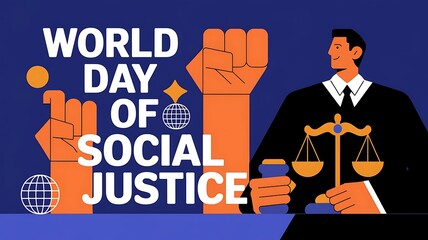 Naklejka premium World Day of Social Justice February Twenty, World Day Of Social Justice Celebrated On February Twenty