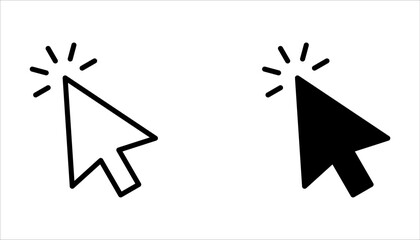 Click cursor icons set. Set of hand cursor click on white background