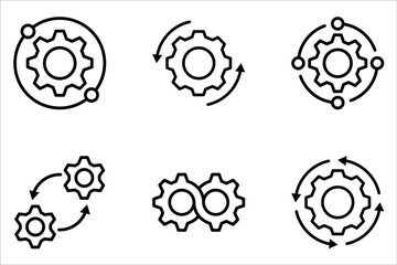 Technology development icon set, system integration, technical support, innovation concept on white background