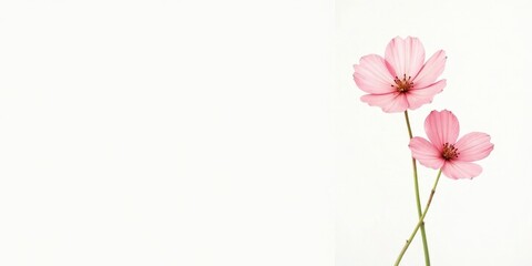 Naklejka premium Delicate Pink Blossoms on a Pristine White Background, a Simple yet Elegant Floral Composition Perfect for Design Projects