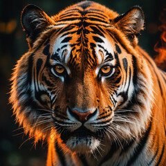 tiger, strip, yellow, sharp gaze
