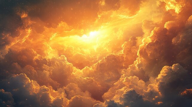 A radiant cloud platform glowing against a backdrop of golden light