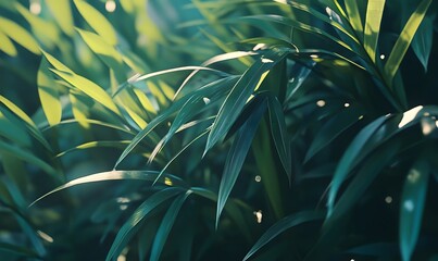 Lush green foliage with sunlight filtering through leaves.