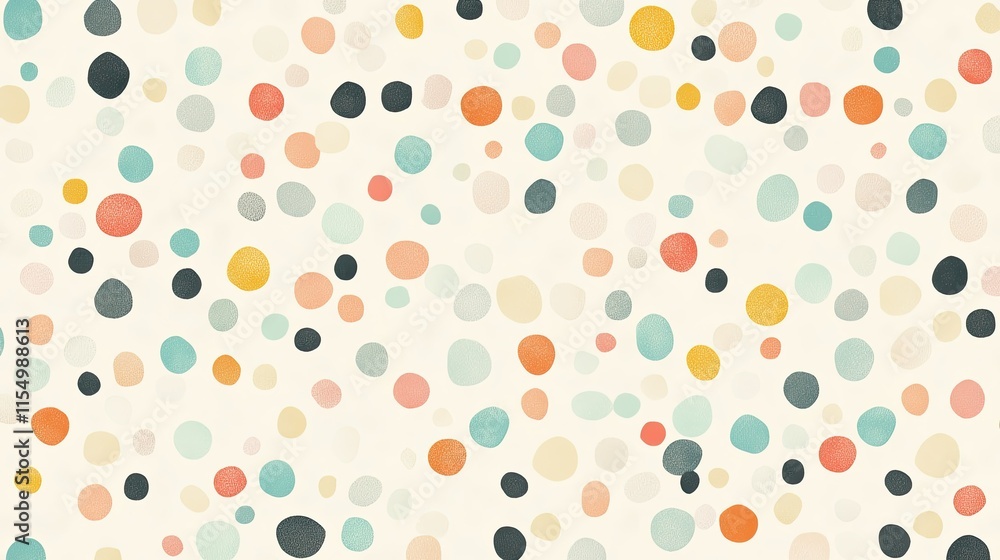 Poster colorful dots pattern on soft cream background for design projects