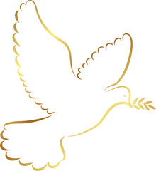Dove of peace with golden branch, Christian religious design