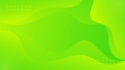 Bright green gradient abstract fluid wave background with halftone, modern dynamic wallpaper. Suitable for templates, sales banners, business, ads, events, web and pages