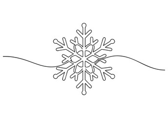 Continuous One-Line Drawing of a Snowflake - Minimalist Winter Art