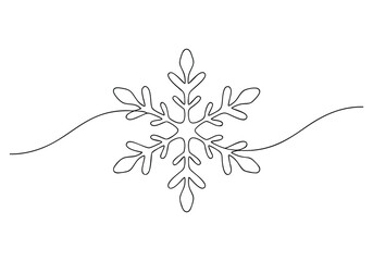 Continuous One-Line Drawing of a Snowflake - Minimalist Winter Art