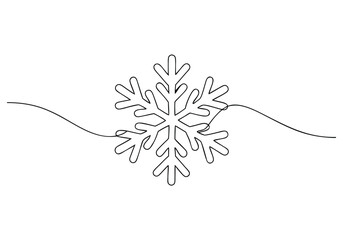 Continuous One-Line Drawing of a Snowflake - Minimalist Winter Art