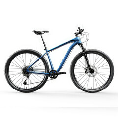 Fototapeta premium A blue mountain bike designed for off-road cycling and outdoor adventures. isolated on white background