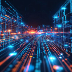 abstract technology background with network, generative AI illustration