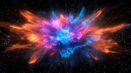 Fototapeta premium Cosmic explosion, nebula, vibrant colors, space.