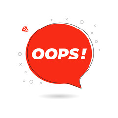 OOPS speech bubble with shadow. flat cartoon style trend modern minimal logotype graphic web design element isolated on white background. concept of instant pop-up message with bug or problem