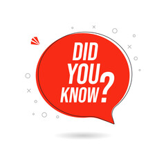 Did You Know speech bubble icon symbol label sticker design. Template post icon for social media background, fun fact template fyi vector symbol element.