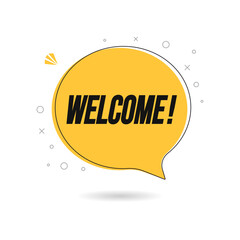 Welcome Speech Bubble, Red Speech Message. Welcome Speech Message Text. Welcome in Flat Vector Bubble. Vector Illustration. EPS 10