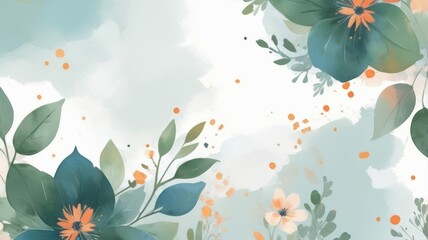 dark green watercolor floral background