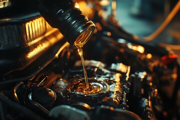 Pouring oil into a car engine is a perfect closure