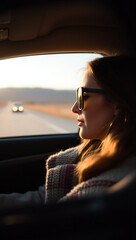 Businesswoman Driving in Early Morning