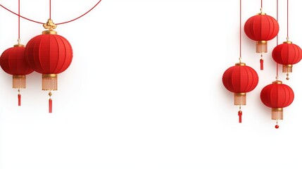 Chinese Lunar New Year decorations with vibrant red lanterns