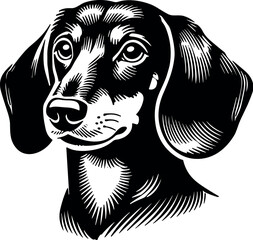 Dachshund Dog vector black silhouette cricut design for T-shirt